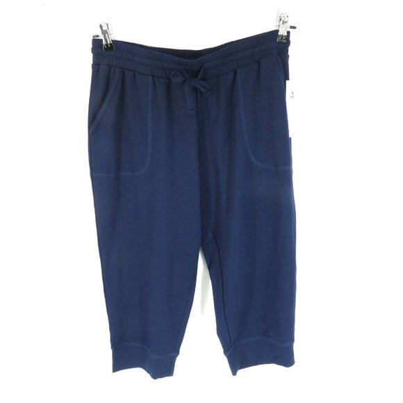 Icyzone Women's XL Navy Blue Capri Jogger Pants Drawstring Pockets NWT - Picture 1 of 7